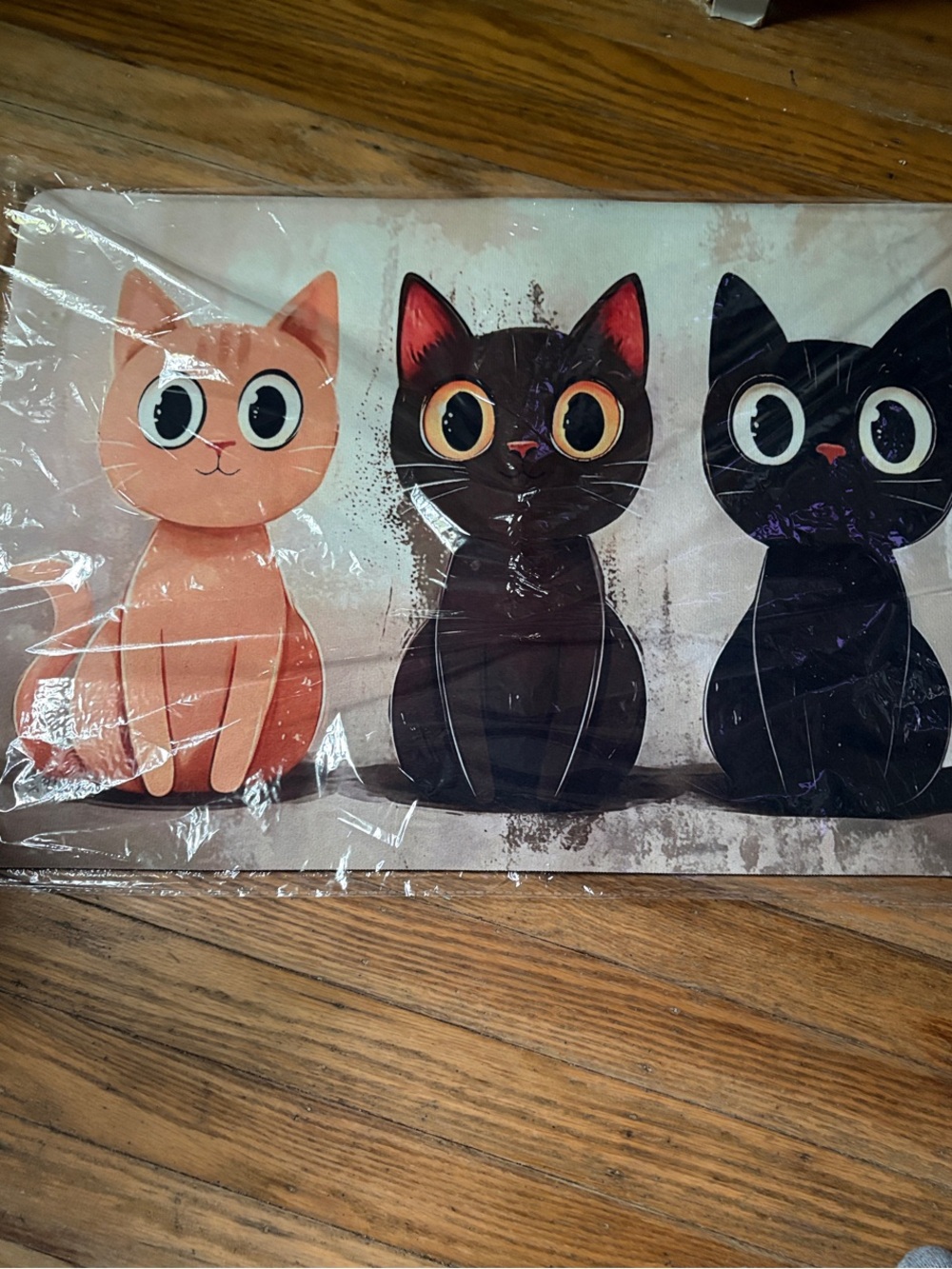 NWT Cat Trio Decorative Mat - Black & Peach Cute Cats
